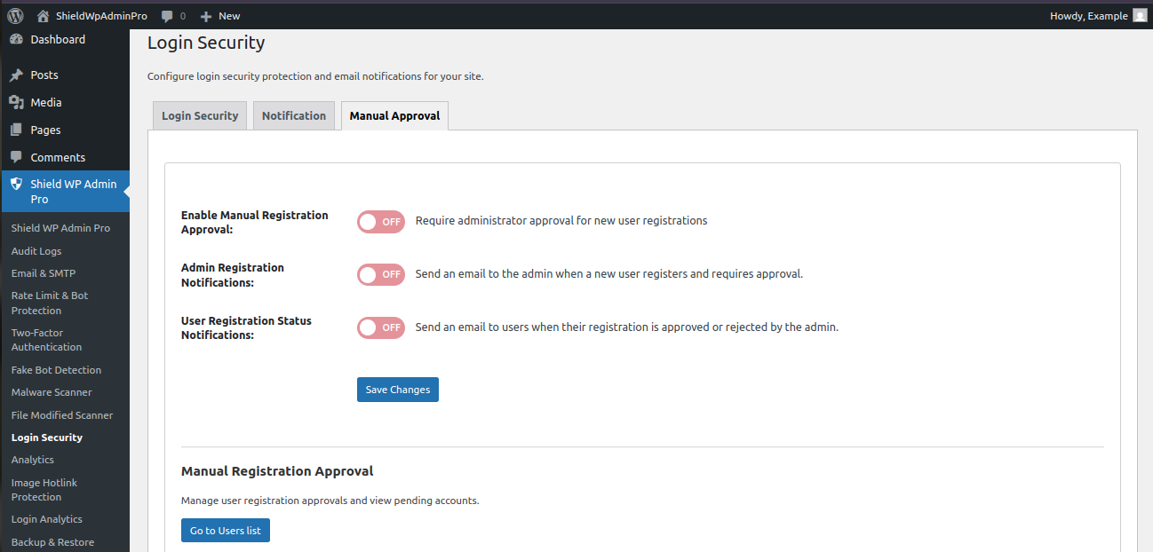 Manual Registration Approval