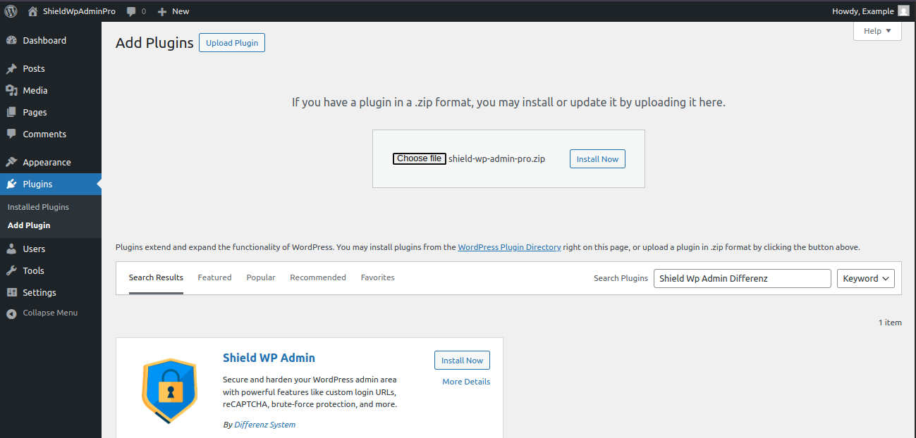 Upload Shield WP Admin Pro Plugin